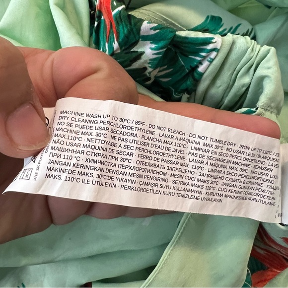 NWOT Mango floral wide leg pants in green boho leaf flower print size large - Picture 7 of 16